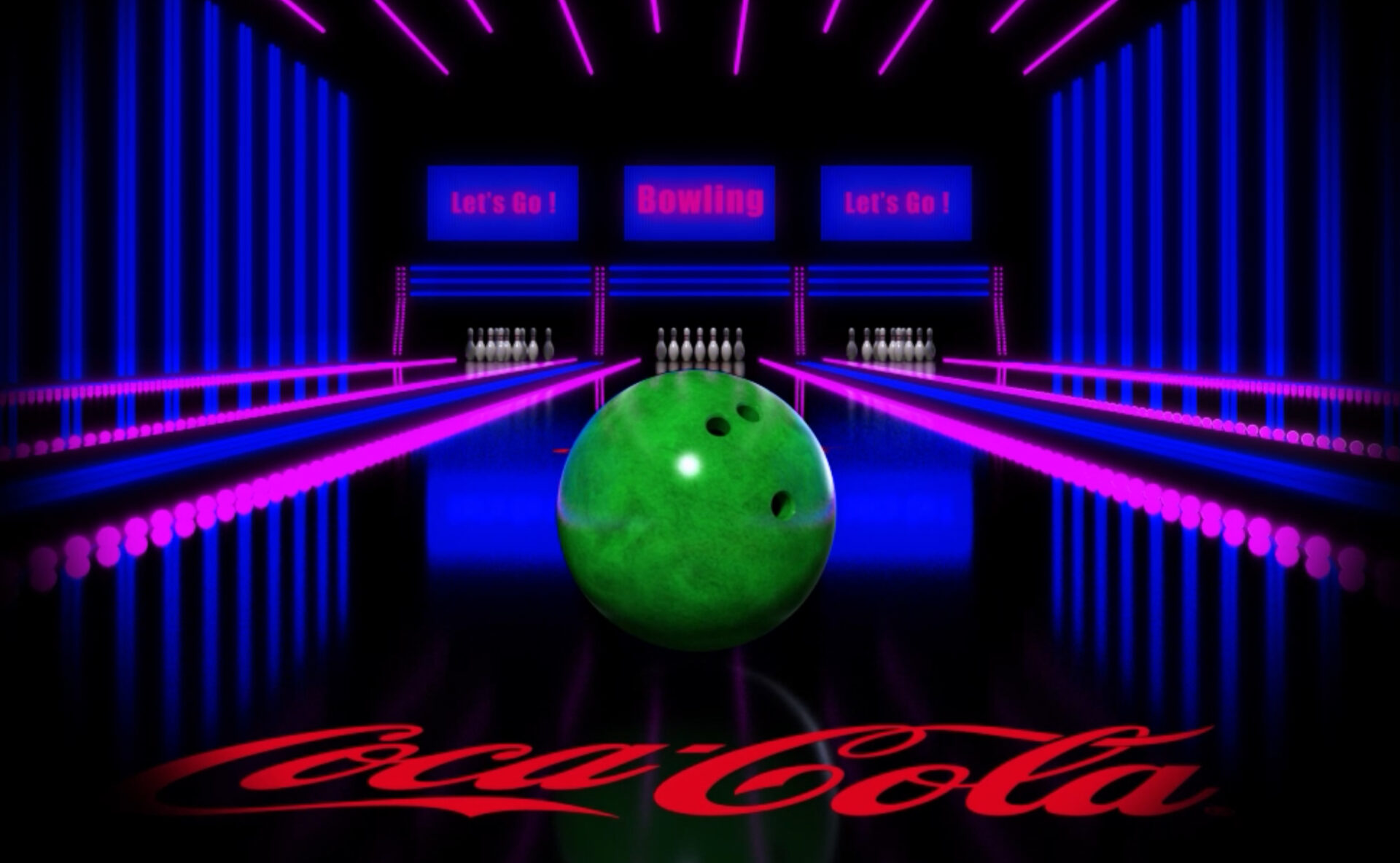 コカ・コーラの魅力をCGで表現したPR動画。3Dphantomで投影。CG動画制作,CG制作,3DCG,アニメーション,事例,実績,CG動画制作,映像制作,商品紹介動画,サービス紹介動画,会社紹介動画,事業紹介動画,採用動画,コカ・コーラを飲んでエネルギーチャージ。ボウリングでベストスコアが出る。完璧なマッチング。