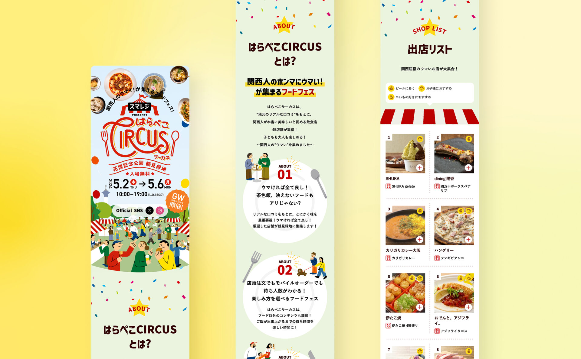 毎日放送はらぺこCIRCUSトップページデザイン