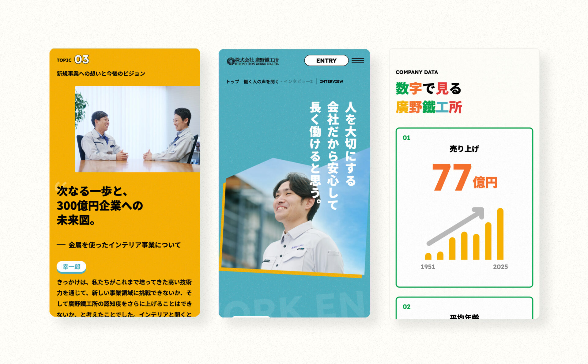 株式会社廣野鐵工所採用サイトをスマホで見たときのキャプチャ画像