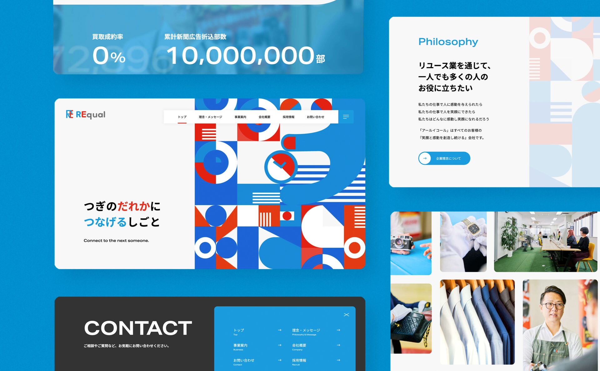 アールイコールコーポレートサイトトップページデザイン